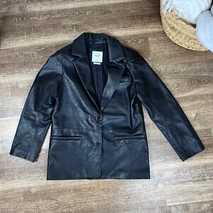 Abercrombie and Fitch Black Vegan Leather Blazer Jacket